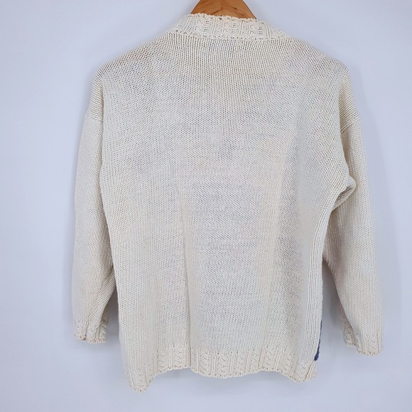 VTG 90s Crystal Kobe Floral Housecore Embroidered Novelty Heavy Knit Sweater L - Picture 2 of 10